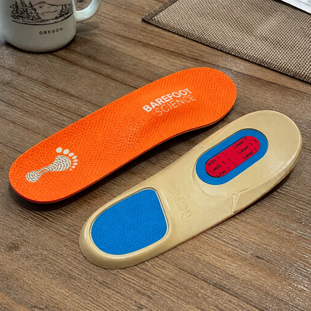 A pair of Barefoot Science insoles after eight weeks of daily wear