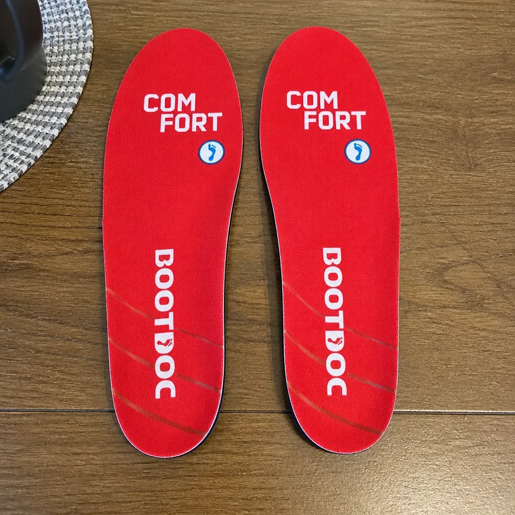 Boot Doc Comfort Insoles laid out with packaging on the kitchen table