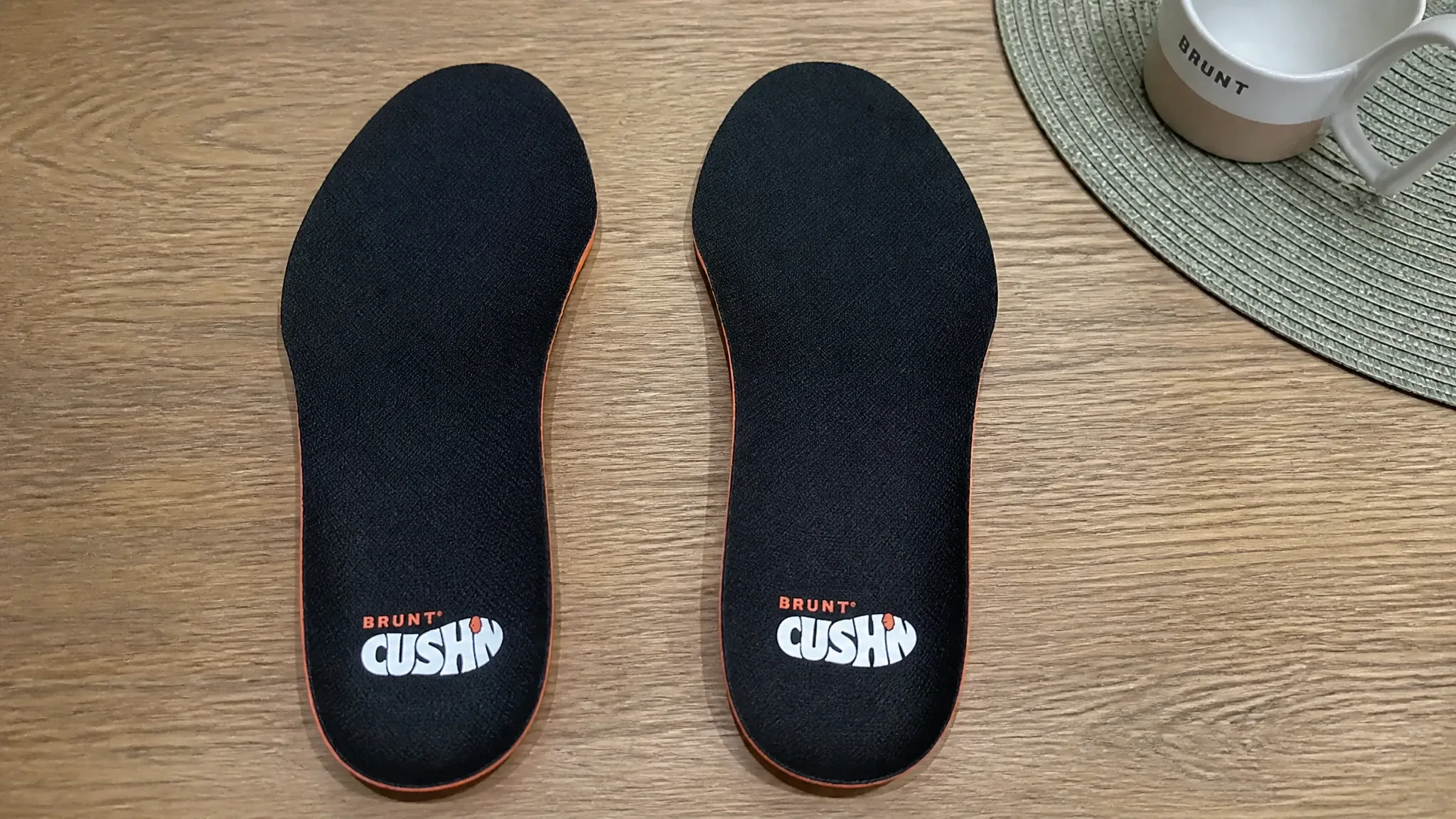 BRUNT Super CUSH'N Insoles laid out for testing