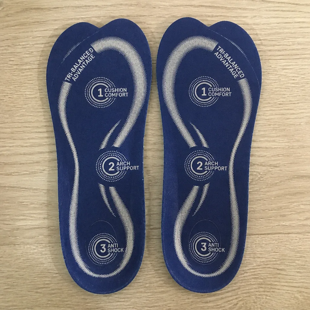 A worn CVS Health Advanced Gel Orthodics insole after several weeks of daily testing