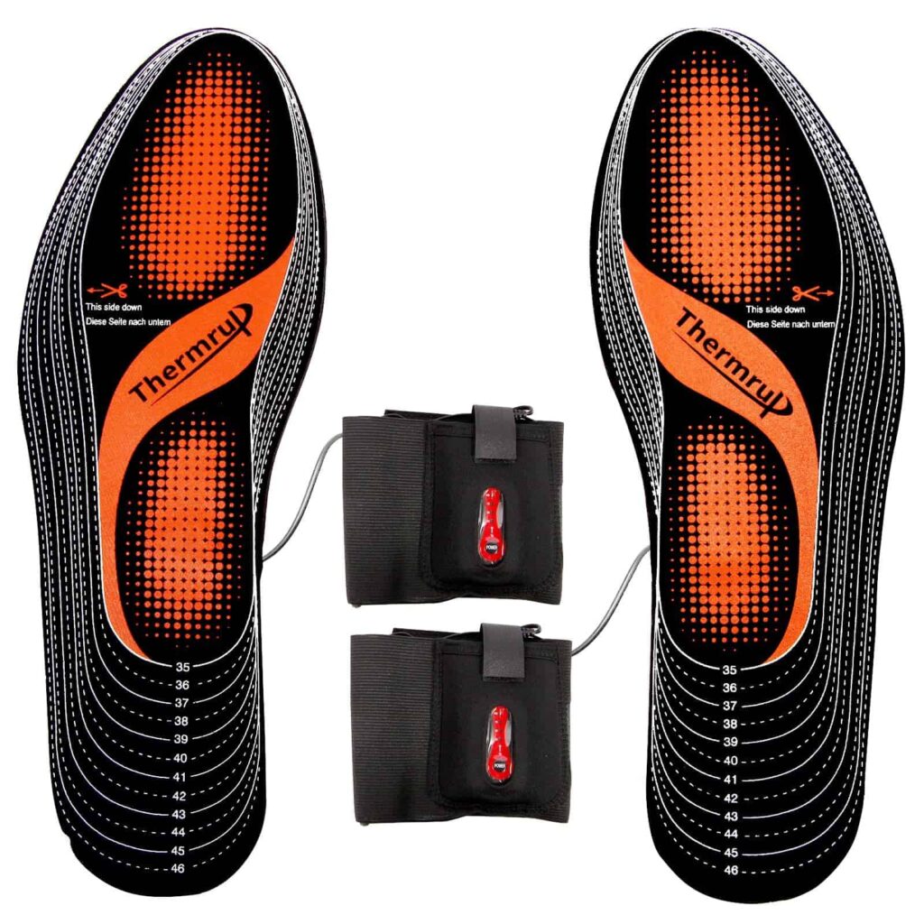 Hiking boots with heated insoles